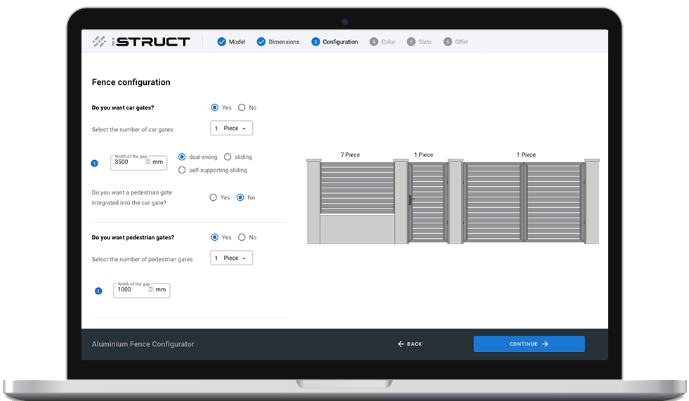 Aluminum fences - Fence configurator