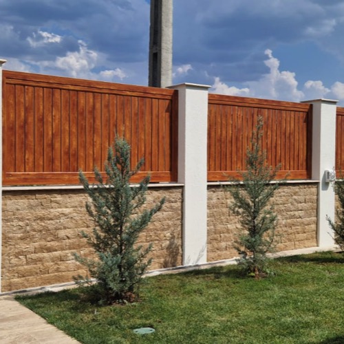 Aluminium fence - cherry wood